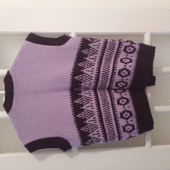 Handmade Fair Isle Purple And Lilac Vest - Picture 2 of 5